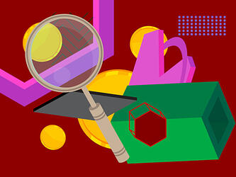 magnifying glass and shapes